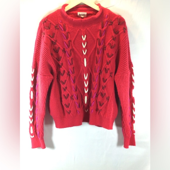 &merci multicolored women’s thick chunky pullover cable knit sweater size small - Picture 1 of 5